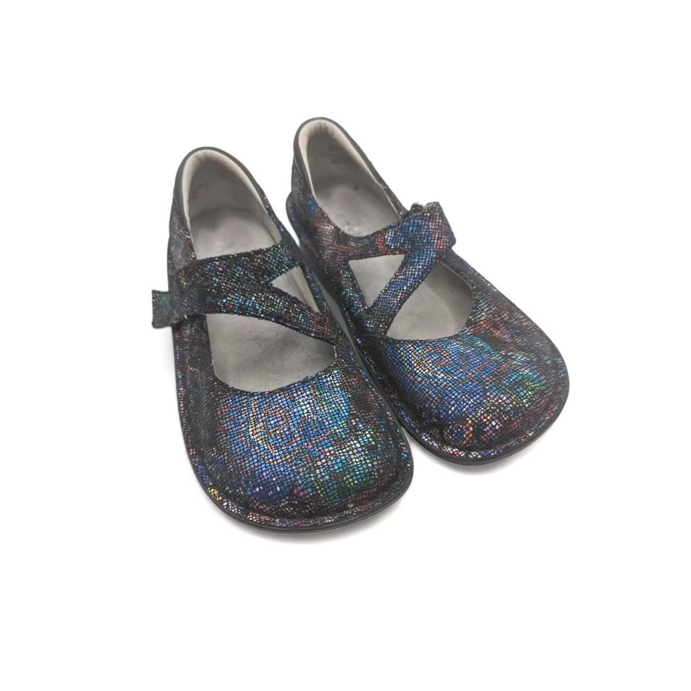 Alegria Dayna Beauty Blur Mary Jane Metallic Leather Shoes Size US 5 EU 35 - Picture 1 of 11